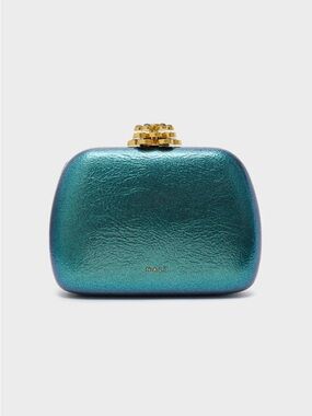 Iridescent Teal Metallic Evening Clutch